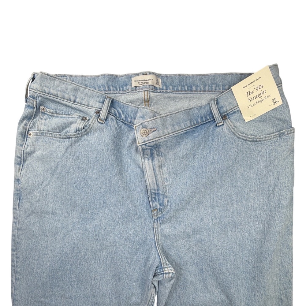 Abercrombie '90s Straight Ultra High Rise jeans Criss Cross Waist Sz 35 20R